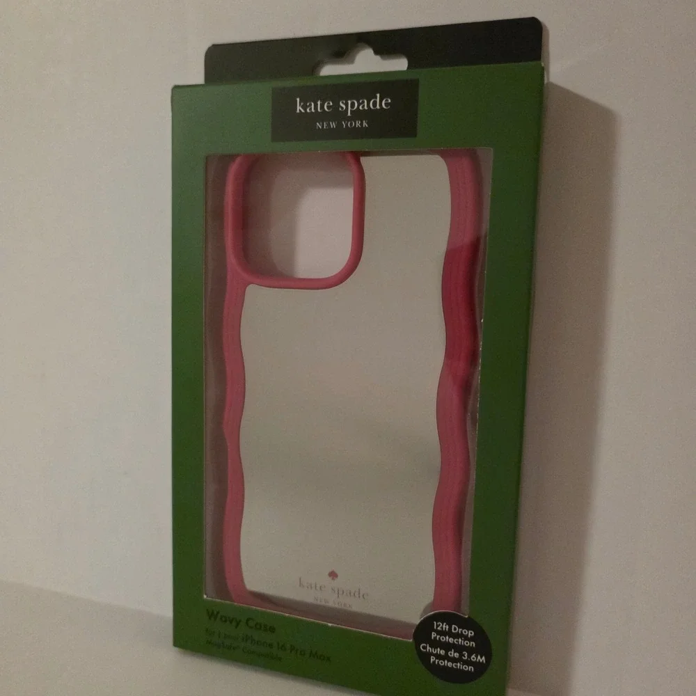 NEW Kate Spade iPhone 16 Pro Max Wavy Case Pink Mirror MagSafe Protective Cover